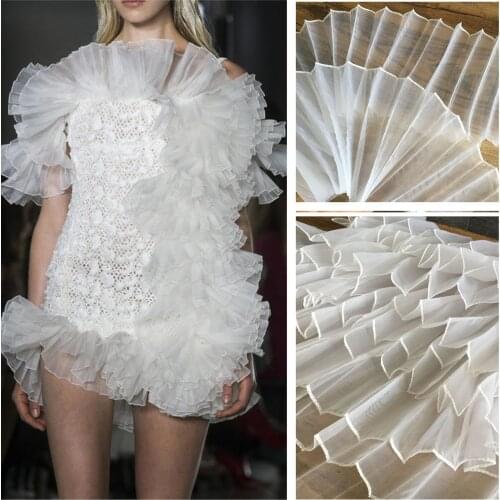 5 Yards Sheer Pleated lace trim Organza Ruffled lace trim For DIY Sewing Costume Apparel Wedding Dress Collar Fashion Show