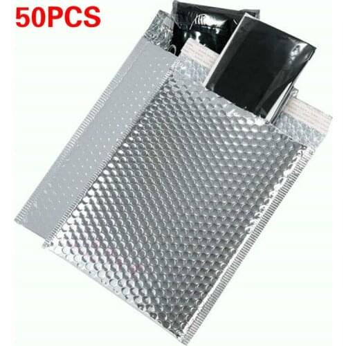 50pcs Packaging Shipping Bubble Mailers Sliver Self Seal Padded Envelopes Bag Bubble Mailing Bags Gift Wrapping Storage 15*18cm