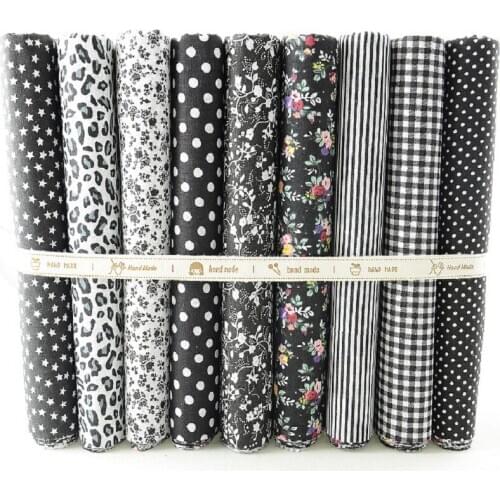 9 Sheet Muti sizes Apparel Fabric Cartoon Print Cloth Material Cotton DIY Handmade Patchwork Sewing Supplies-Black Series