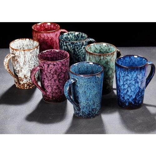 Large Ceramic Mug Porcelain Coffee Mugs Tea Cup Coffeeware Teaware Kiln Changed Coffee Cup Office Drinking Cup Home Couple Cups