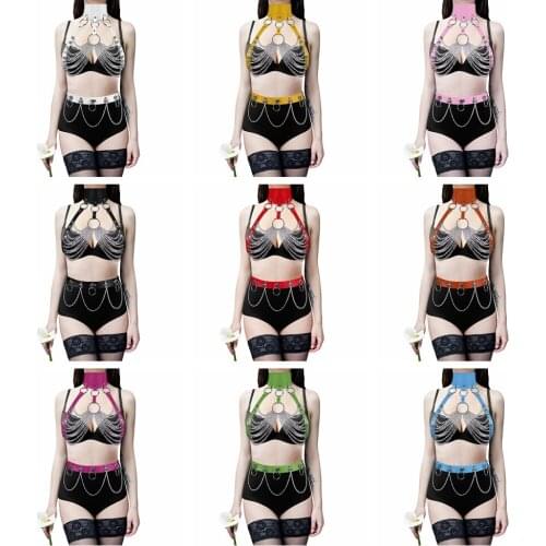 Gothic Harness Fashion Punk BDSM Bondage Handmade PU Leather Harness Belts Body Straps Chest Bdsm Rave Wear Stylish Accessories