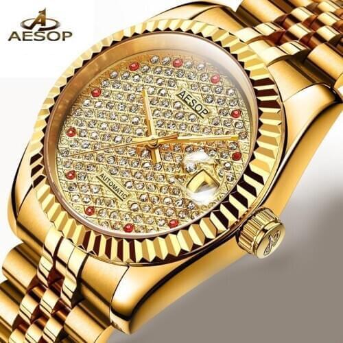 Reloj Hombre AESOP Automatic Military Watch Men Luxury Brand Waterproof Fashion Mechanical Wristwatches Clock Relogio Masculino