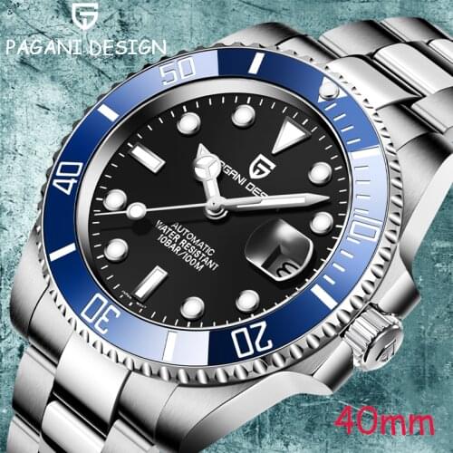 PAGANI design Stainless Steel Automatic Date 100m Waterproof Mens Watch Top Brand 40mm 2021 New Watch For Men