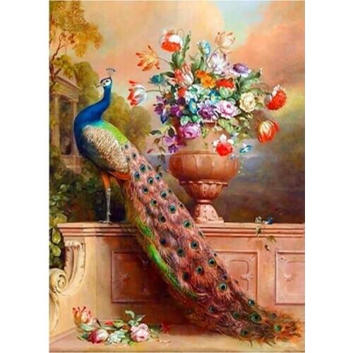 Diy diamond painting flower peacock bird rhinestone embroidery mosaic sticker decor animals diamond dots poster wall papers diy