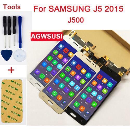 For SAMSUNG Galaxy J5 2015 LCD J500 J500H J500FN J500F J500M Full LCD Display Panel Screen Touch Digitizer Sensor Assembly Frame