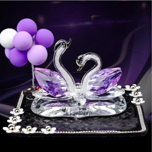 Purple series 2020 promotional gift colorful crystal heart-shaped base couple swan car interior perfume seat holder