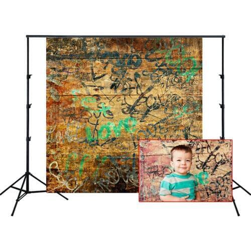 HUAYI Photography Backdrop Newborns Child Baby Birthday Photobooth Background Graffiti Wooden Brick Wall Photo Backdrop XT-5034
