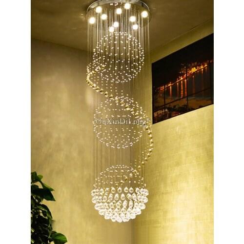 1PCS LED Spiral Living K9 Crystal Chandeliers Lighting Indoor Fixture for Staircase Stair Lamp Showcase Bedroom Hotel Hall GF420