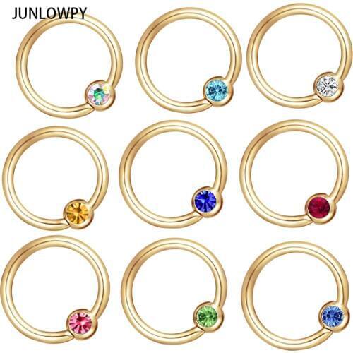 JUNLOWPY Piercing Nose Stainless Crystal Captive Hoop Septum Click Segment Eyebrow Lip Rings Tragus Circle Nose Body Jewelry