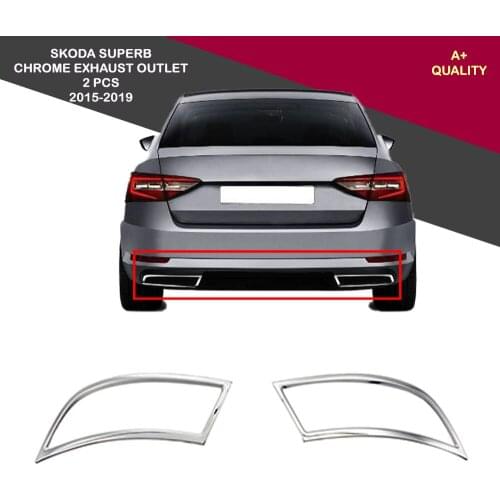 Skoda Superb chrome exhaust output 2 piece Set 2015-2019 ISO9001 / 2008 A + quality automotive accessories modified design