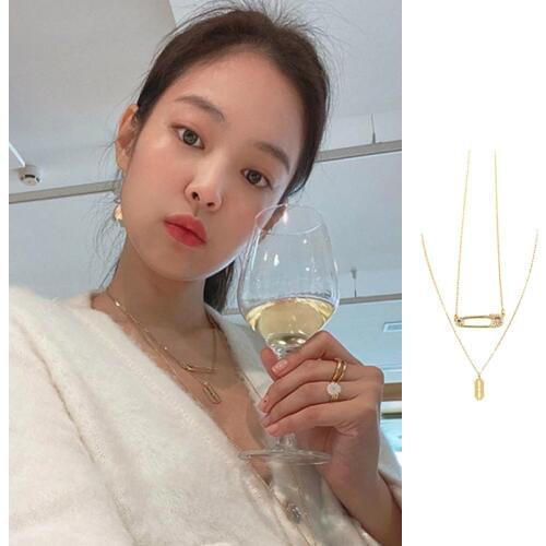 Kpop Korean Celebrity same korean Fashion Womens Jewelry Necklace Simple Gold Silver wedding temperament Necklace Luxury Gifts