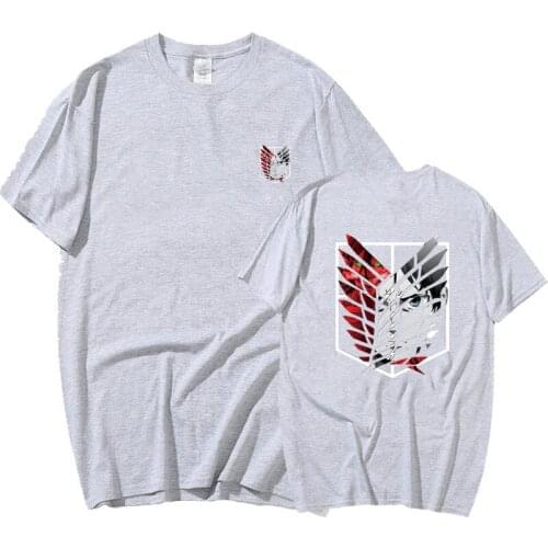 Summer Anime Attack On Titan Men T-shirt Tops T-shirt Crew Neck Fitted Soft Manga Tee Shirt Clothes harajuku homme camisetas