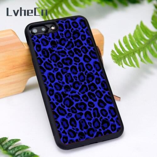 LvheCn Silicone Rubber Phone Case Cover for iPhone 6 6S 7 8 Plus X XS XR 11 12 Mini Pro Max Blue Leopard Cheetah Skin Pattern