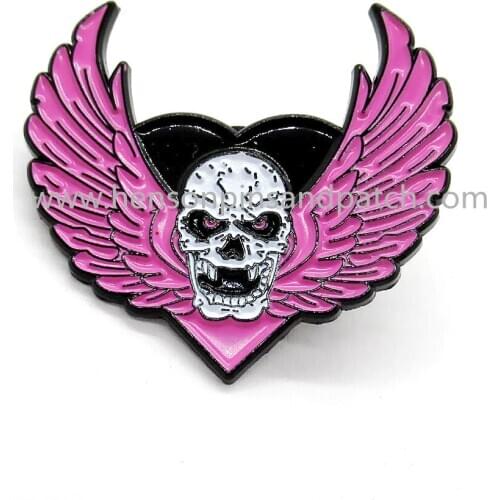 Customized metal soft enamel pink demon angel pin badge