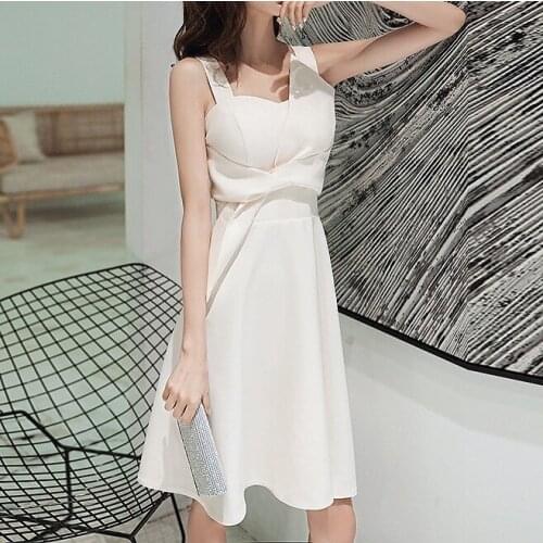 2021 Mini Cocktail Dresses Sleeveless Female A-Line Backless Short Simple Elegant Vacation Wedding Formal Prom Evening Gowns New
