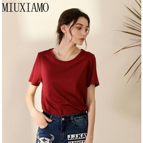 MIUXIMAO 2020 Summer T Shirt Women Casual Womens Tee Shirts O-neck TshirtShort Sleeve T-shirt Ladies Women Clothings
