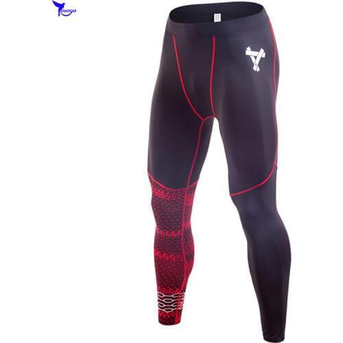 2019 Men Compression Jogging Pants Tight-Fitting Quick Dry Running Leggings Trousers Patchwork Elastic Sportswear Fitness Tights