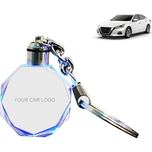 Men Luminous Keychain Crystal Light Changing Stylish Logo Car Keyring for Automotive Key Accessories G8TE