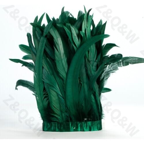 Natural 8-14inch rooster tail dyed in dark green to make 2meters cloth edge DIY Latin shopping festival costume skirt decoration