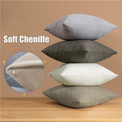 Soft Chenille Cushion Covers Luxury Decorative Pillow Cases For Sofa Bed Car Home Decor Throw Pillowcover 40x40/45x45/50x50 Grey