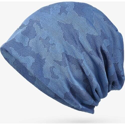 2021 New Hot Beanies Men Women Thin Hat Camouflage Mesh Breathable Elastic Soft Hats Running Sports Outdoor Bonnet Cap