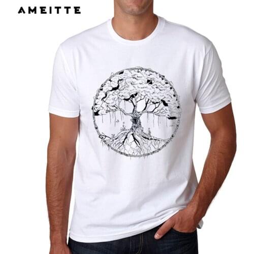 New Arrivals Tree of Life T-Shirt Summer Mens High Quality Customied Printing Short Sleeve Casual Tee Shirts Hipster Funny Tops