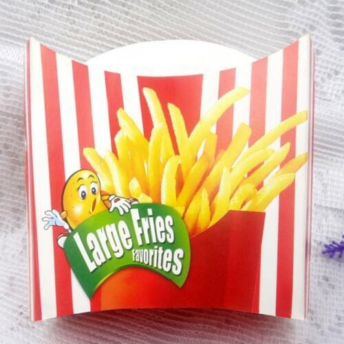 Disposable Fries Favorites French Fries Paper Bag Small Snacks Box Container Eco Friendly Dessert Package 100pcs/lot CK135