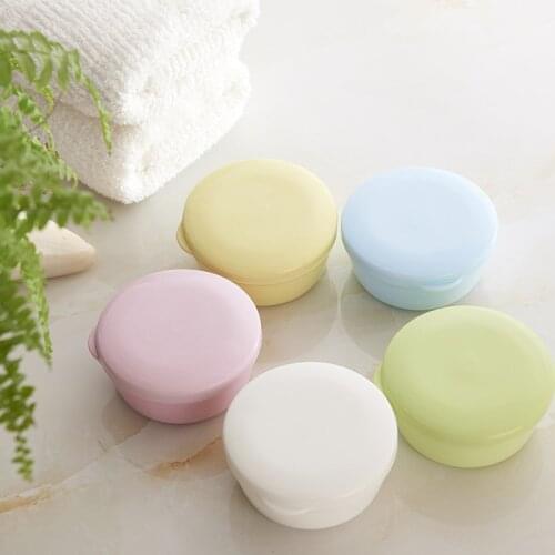 Portable Color Soap Dish Box Case Holder Container Wash Shower Home Bathroom Sealed Soap Case Round Travel Supplies Bath Tool