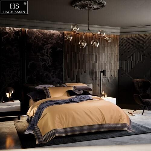 Gold Fabric Multicolour Stripes Design Yarn Dyed Jacquard Bedding Sets Bedlinens King Size Duvet Cover Pillowcase Bedsheet