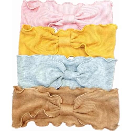 Sweet Baby Girls Headbands Wavy Side Hair Band Knitted Bow Head Band Elastic Turban Kids Headwrap Newborn Baby Hair Accessories