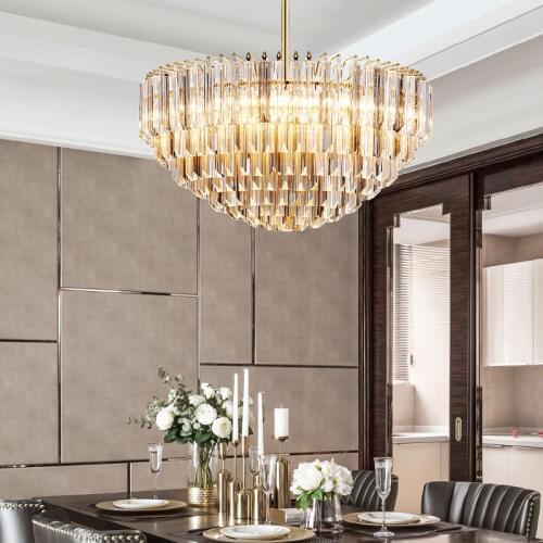 Simple post-modern light luxury crystal living room chandelier restaurant bedroom villa model house club hotel lighting fixtures