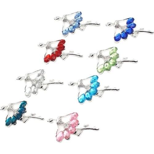 1Pc 73*47MM Ballet Girl Alloy Rhinestone Handmade Needlework Button DIY Pendant for Clothing Wedding Party Decotion Accessorires
