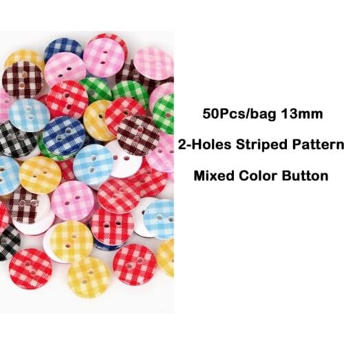 Fashion 13mm 50Pcs Random Mixed Colors Round Stripe Pattern Plastic Buttons For DIY Garment Clothes Sewing Accessories