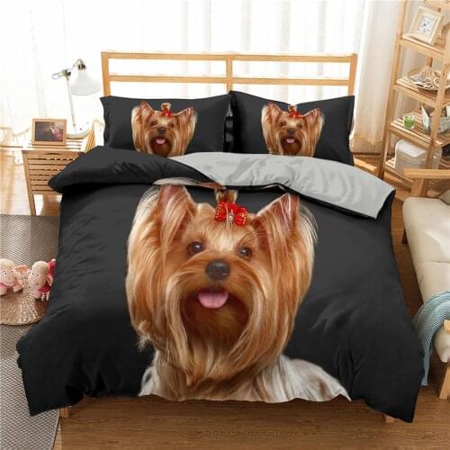 Cute Dog Pattern 3D Reactive Printed Duvet Cover Bedding Set Pillowcase Bedroom Single Twin Queen Double King Full Quilt Cover