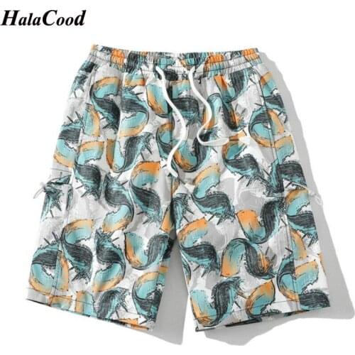 HALACOOD Fashion Brand Men Casual Shorts Summer New Male Printing Drawstring Shorts Mens Breathable Comfortable Shorts Plus 3XL