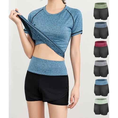 Gym Fitness Shorts Sportswear Clothes Women 2 In 1 Running Shorts Elastic Waist Running Tight Yoga Short Woman Sports Short