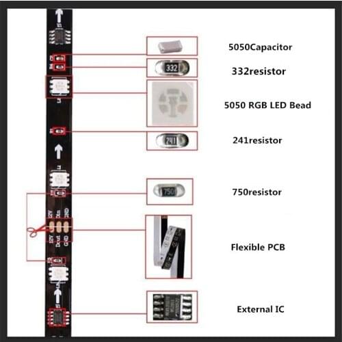 SP501E WiFi Pixel LED Controller With DC12V WS2811 LED Strip Light Set 30/60/pixels/m 1 Ic Control 3 leds Digital Smart Strip