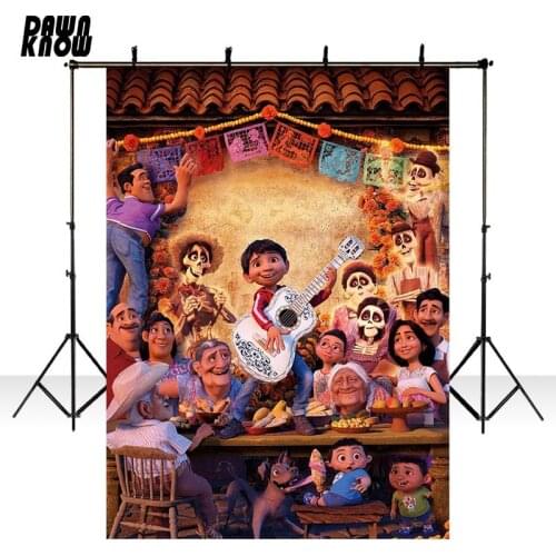 DAWNKNOW Cartoon Characters Vinyl Photography Background For Newborn Guitar Photo Shoot Backdrop For Wedding Photo Studio lv-345