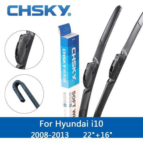 CHSKY Car Windshield Wiper Blade For Hyundai i10 2008 2009 2010 2011 2012 2013 2014 2015 2016 Fit Hook Arms 22"&16" Wipers