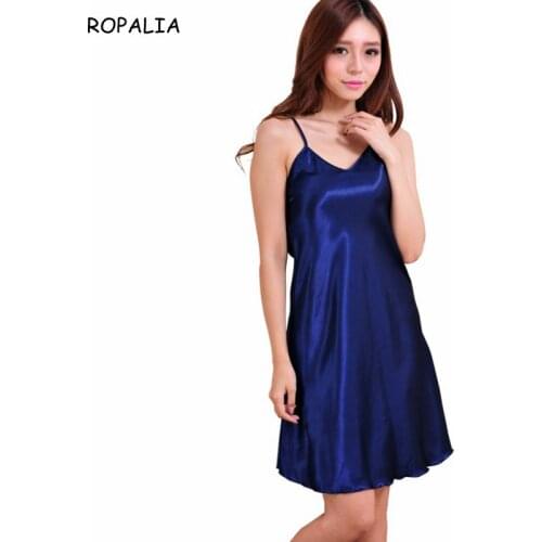 Sexy Girls Sleepwear Nightshirts Satin Chemises Slip Sleepwear Women Sleep Lounge Nightgowns Sleepshirts
