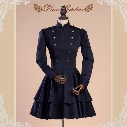 Free Shipping 2019 New Vintage Autumn And Spring England Style Dresses For Women XS-XL Cotton Buttons Long Puff Sleeve Dresses