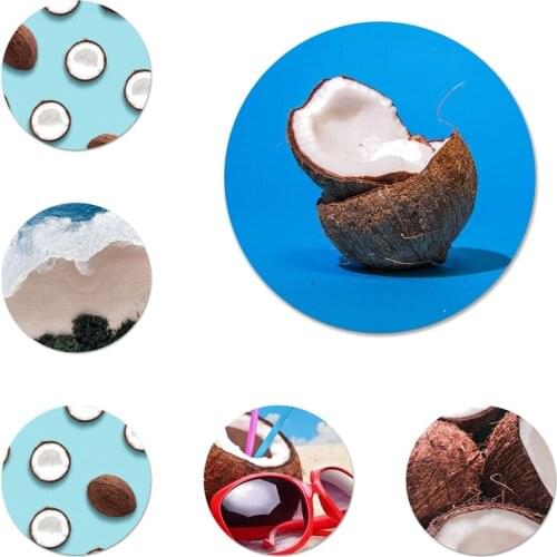 58mm Fruit Coconut In Blue Sky Beach Icons Pins Badge Decoration Brooches Metal Badges For Clothes Backpack Decoration