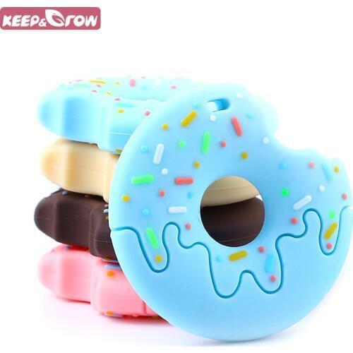 Keep&Grow 1pcs Donut Silicone Teethers BPA Free Baby Teethers Food Grade Baby Teething Toys DIY Infants Nursing Necklace Pendant