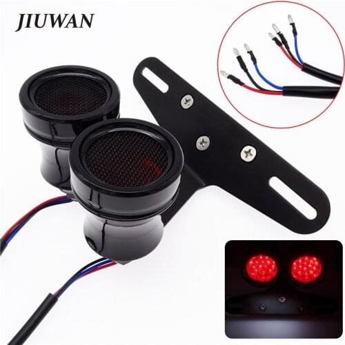 1 Pcs Universal Motorcycle Retro Taillight Red LED Stop Brake Lamp Mesh Grill Cover License Plate Light For BMW Honda Kawasaki