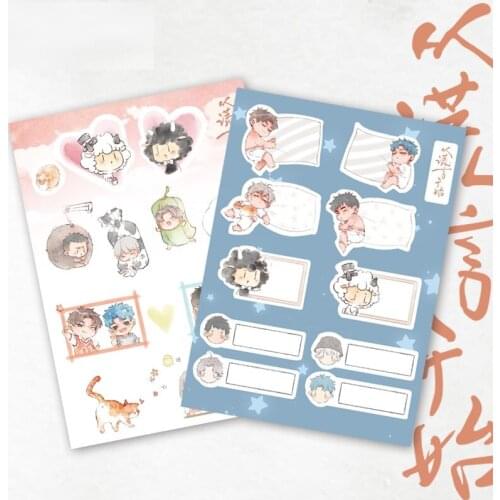 2 Pcs/Set Start With Lies Decorative Sticker Chen Qingye, Tang Tang Cartoon Characters Diary Scrapbooking Label Stickers