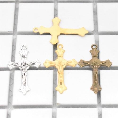 20pcs/Lot 37x22x3mm Antique Silver/Bronze/Gold Colors Plated Zinc Alloy Crosses Charms Pendant DIY Handmade Jewelry Accessories