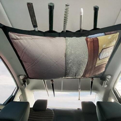35% Hot Sales!! Car Interior Roof Hanging Storage Net Fishing Rod Tackles Mesh Organizer Holder