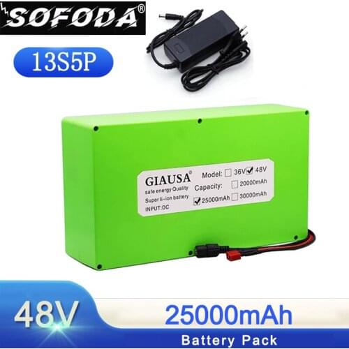 48V battery 48V 25ah 13S5P 18650 lithium ion battery pack 48V 25AH electric bike battery for 48V 500W 750W 1000W motor