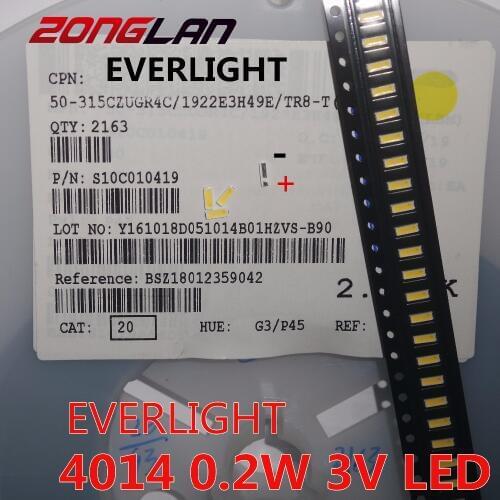 50PCS Original EVERLIGHT LED 4014 Light Beads Cool white High Power 0.2W 3V 21LM For LED LCD TV Backlight Application