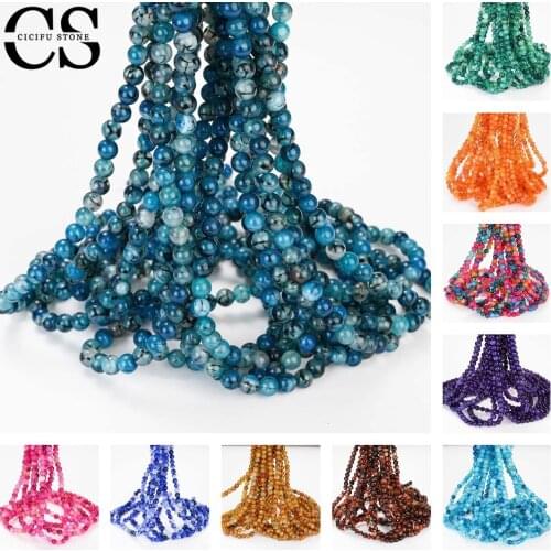 Dragon Agates Beads Smooth Natural Stone Beads for Jewelry Making DIY Bracelet Neckalce Charms Accessories 4/6/8/10/12 MM